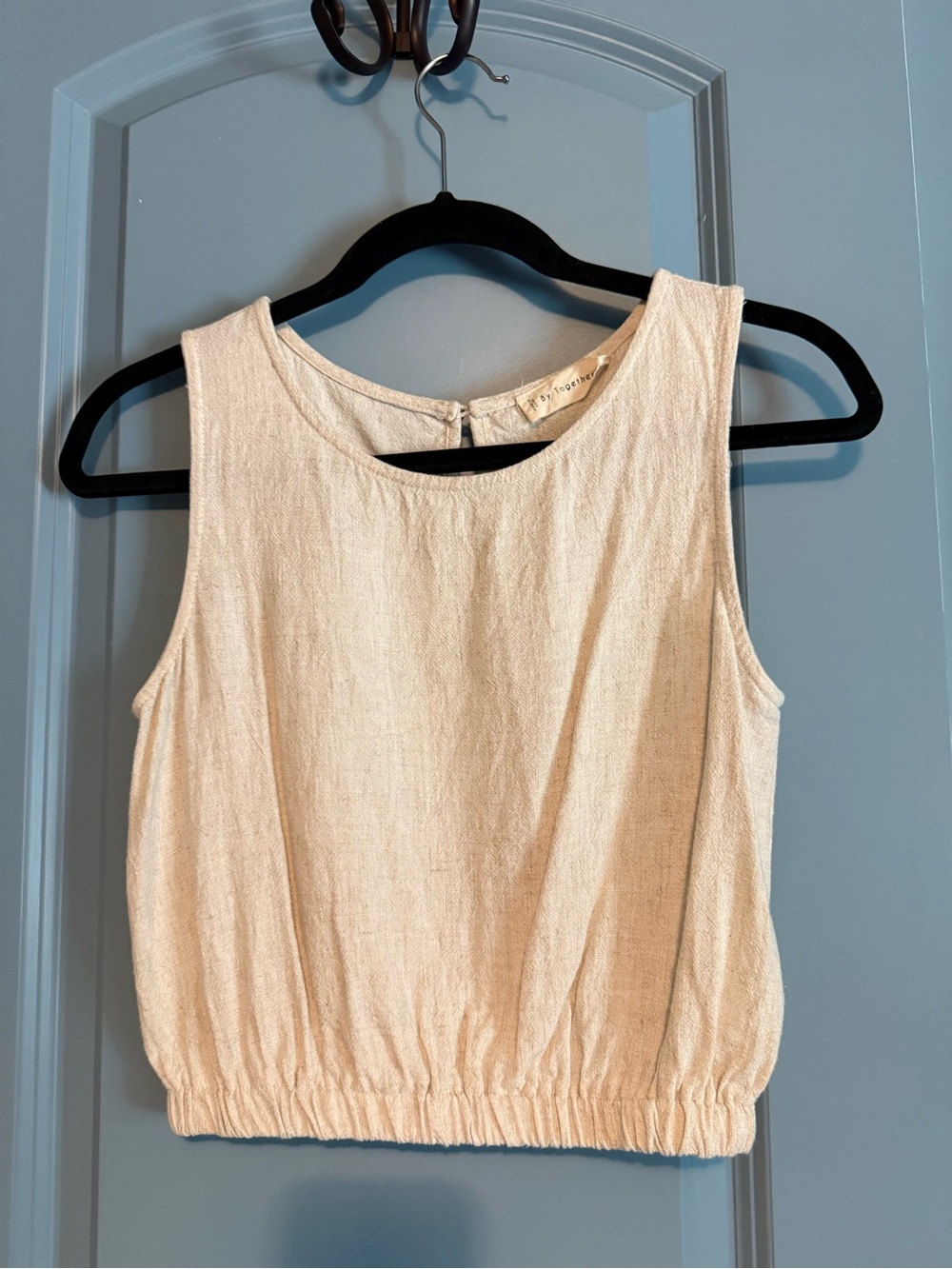 Oat linen blend Sleeveless Crop Top
